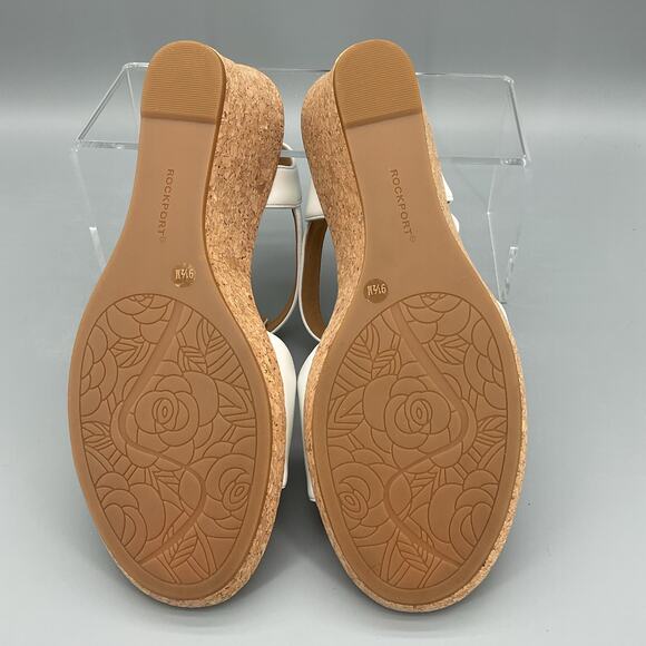 NEW Rockport Women’s Blanca T-Strap Wedge Sandals White Size 9.5M - Picture 8 of 10